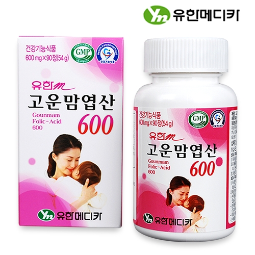 [유한메디카] 유한m 고운맘 엽산 600 (90정) - 임산부 여성 건강