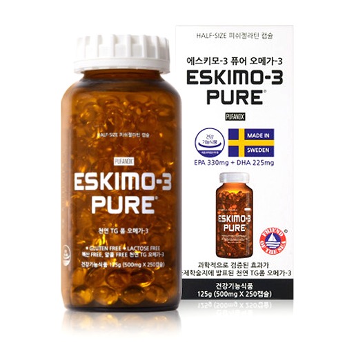 에스키모-3 오메가3 퓨어 (125g, 250캡슐) / 천연라임향